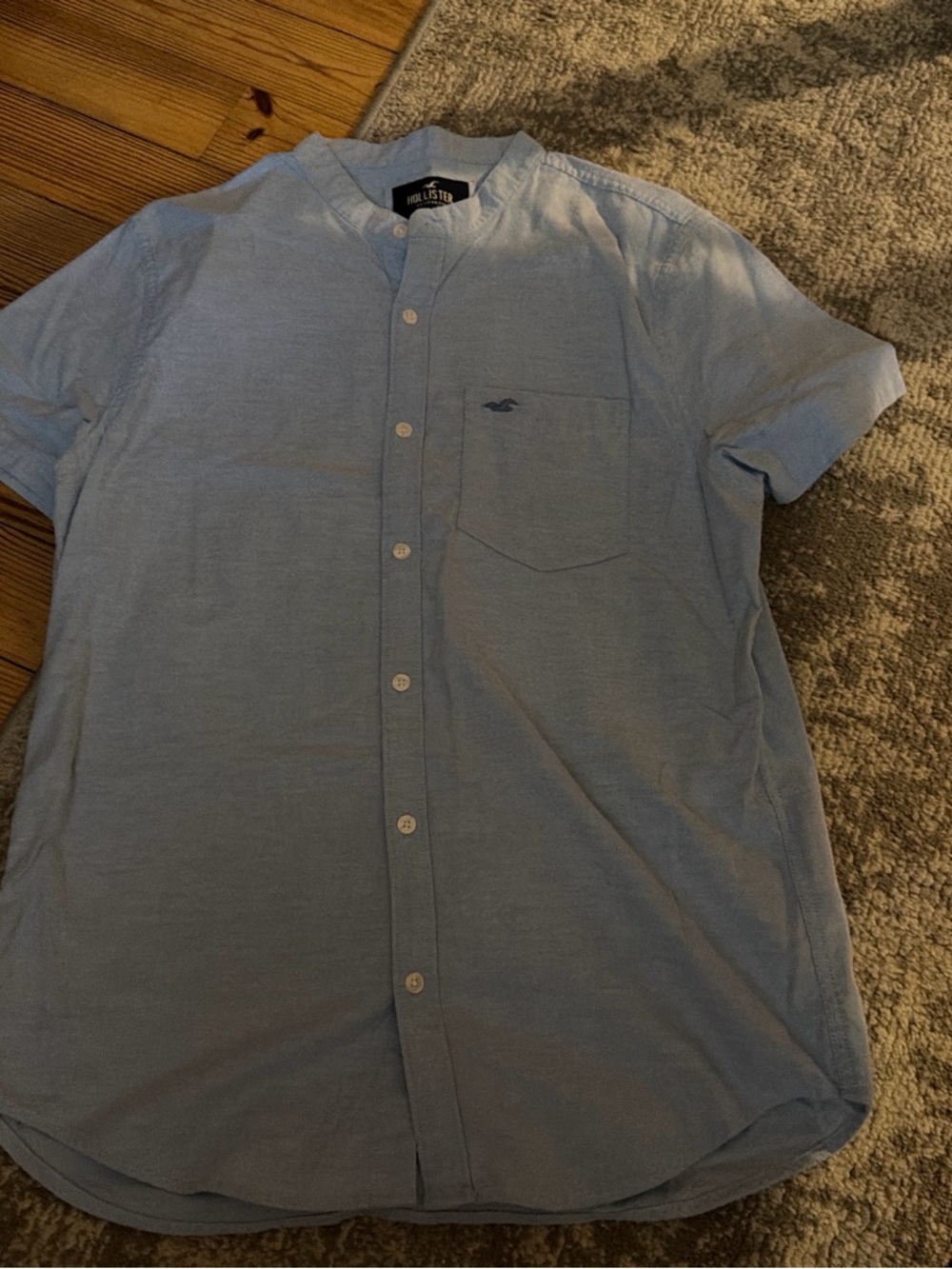 Hollister Light Blue Short Sleeve Button-Down with Chest Pocket